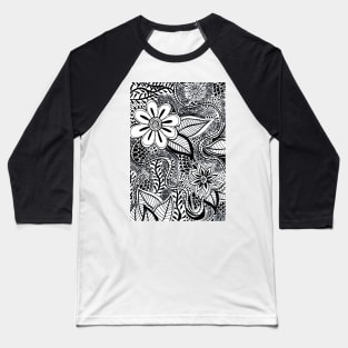 Black and White Floral Affair Baseball T-Shirt